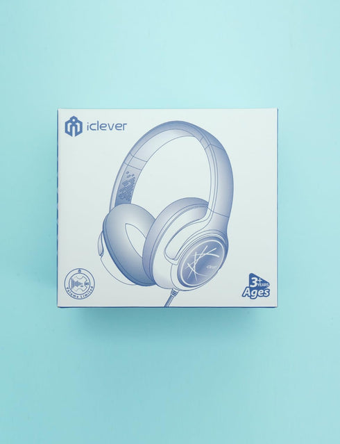iClever Kids Headphones with Cord, 85dBA Safe Volume Wired Headphones for Kids, Over Ear for School/Travel (Blue)