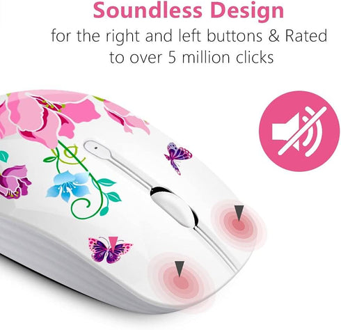 Wireless Mouse with Nano Receiver for PC, Laptop, Notebook, Computer, MacBook, Less Noise, Portable Mobile Optical Mice
