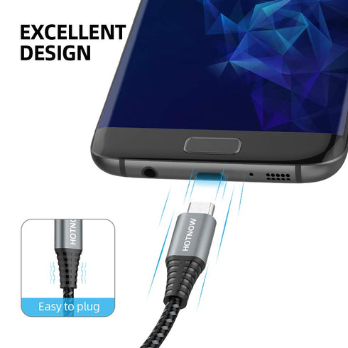1ft Micro USB Cable 3-Pack, Nylon Braided Fast Charger for Samsung Galaxy S7, S6, Note 5, PS4 & More.