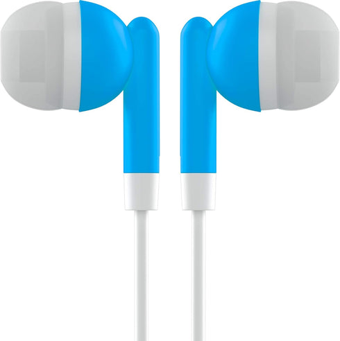 Maeline Bulk Earbuds, 100 Pack with 3.5 mm Headphone Plug - Blue
