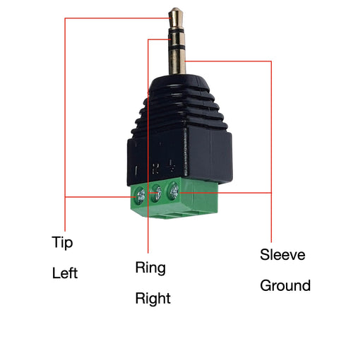 3.5mm Stereo TRS Male Plug to AV Screw Audio Balun Terminal, Solder-Free, Quick Screw Connection (4 Pack)