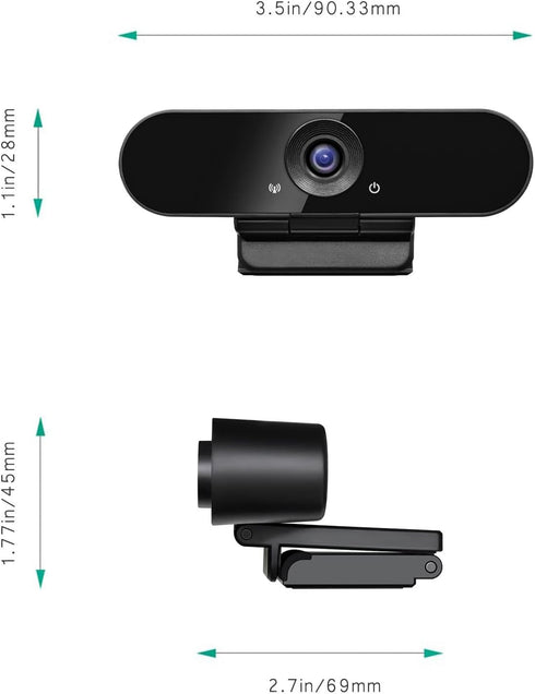 WEUNKNOWN 1080p Webcam with Dual Stereo Microphones & Privacy Cover, Full HD USB Desktop Web Computer Camera with Auto