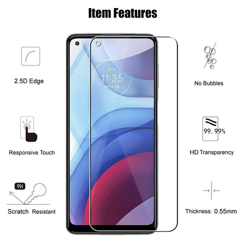 3 Pack Tempered Glass Screen Protector for Motorola Moto G Power 2021 and 3 Pack Camera Lens Protector, 9H Hardness,
