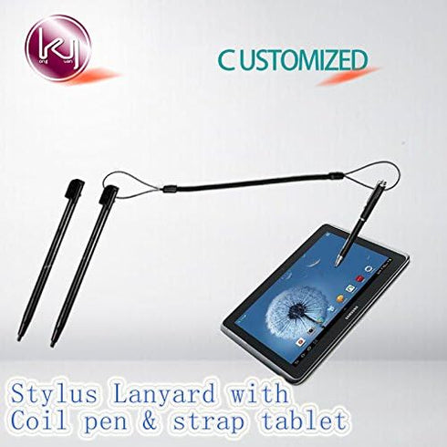 Kang Yuan Black Elastic Tether Lanyards - 50 pcs Stylus Pens Coil Strap Tablet/Touchscreen Tether with Top Port