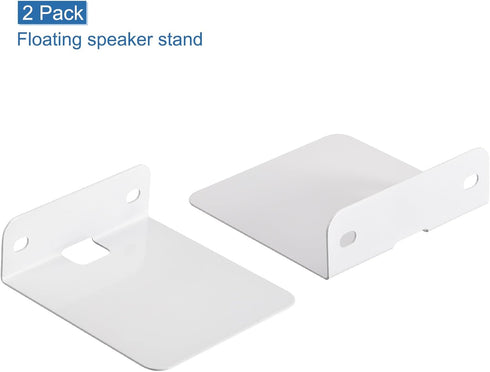 MECCANIXITY Floating Speaker Shelves, Metal Wall Support for Studio Monitor Speaker, Pack of 2 (White)