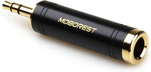 MOBOREST 3.5mm to 1/4'' Stereo Pure Copper Adapter, 1/8'' Male Plug to 1/4'' Jack Female Socket, Black - 1PCS