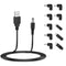 Universal USB to DC 5V Power Cord, 5FT with 10 Connector Tips (5.5x2.5, 4.8x1.7, 4.0x1.7, 4.0x1.35, 3.5x1