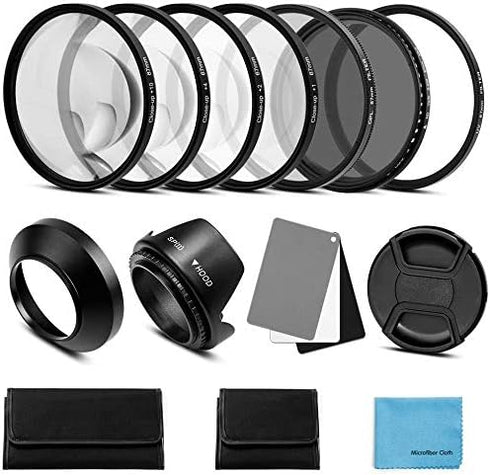 Sedremm 62mm Lens Filter Accessories Kit:UV CPL Adjustable ND Filter(ND2-ND400),Macro Close up Filter