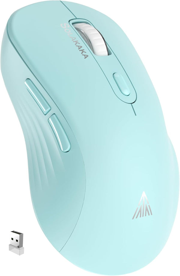 SM66 Green Silent Dual Mode Wireless Mouse for Laptop, Adjustable 4800 DPI Rechargeable Computer Mouse