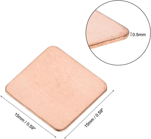 uxcell 15 x 15 x 0.5mm Flat IC Chipset Thermal Copper Heatsink for CPU GPU, 20pcs