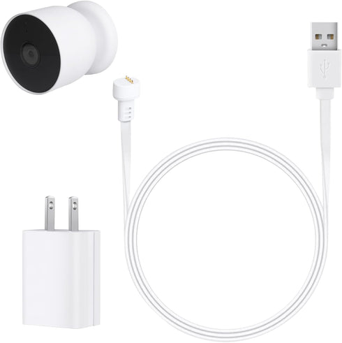 Power Adapter for Google Nest Cam Outdoor or Indoor, 10ft/3m Flat Weatherproof Outdoor Charging Cable for Continuous