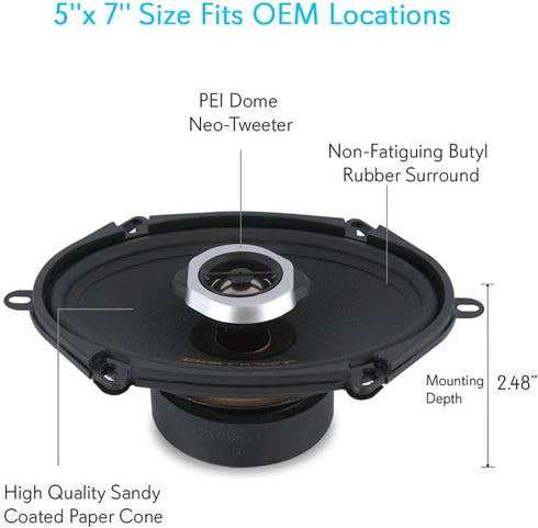 Lanzar 2-Way Universal Car Stereo Speakers - 200W 5” x 7” / 6” x 8” Universal OEM Quick Replacement Component Speakers
