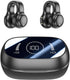 Wireless Earbuds Bluetooth 5.3, Open Ear Clip Headphones with LED Power Display, Sport Air Conduction Earphones (Black)