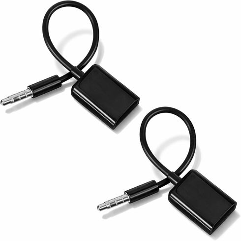 Exircy 2-Pack AUX to USB Adapter, Black 3.5mm Male Audio Jack to USB