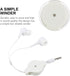 Retractable Earbuds, 3pcs Wired Retractable Earphone Stereo in-Ear Earbuds 3.5mm Jack Earphones Retractable Wired Headphones for Cell Phones Tablets MP3, White