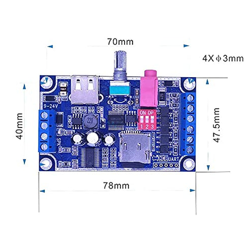 Deeoee 12V-24V MP3 128M Programmable DC WAV Voice Module Sound Player with Box Case TF Card Control for Voice Alarm