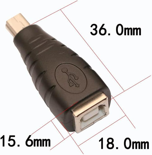 USB 2.0 Type B to Mini USB Adapter - 2 Pack, 5-Pin Female/Male