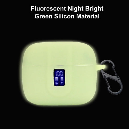 TAGRY X08 Wireless Headphone Case - Fluorescent Night Yellow Silicon Cover with LED Window & Dual Carabiner.