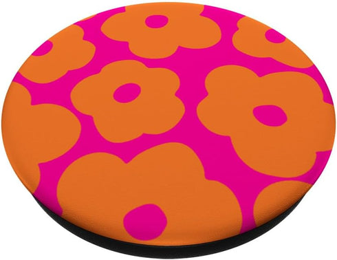 Aesthetic Retro 70s & 80s Daisy Hot Pink & Orange Pattern PopSockets Standard PopGrip