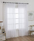 ZebraSmile 1 Panel Tab Top Voile Curtains, White Loop Sheer Drapes for Living Room, Bedroom, Wedding, Big Window 88(H)