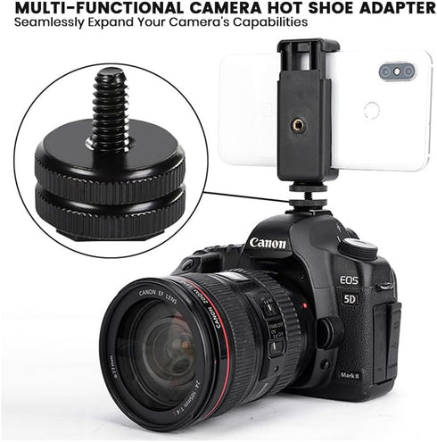 Hot Shoe Adapter 1/4 Inch Camera Hot Shoe Mount Adapter Tripod Screw for DSLR Camera Rig Cold Hotshoe Screw Accessory Attachment for Camera Flash Shoe to 1/4"-20 Male Post Adapter with Locking Disk