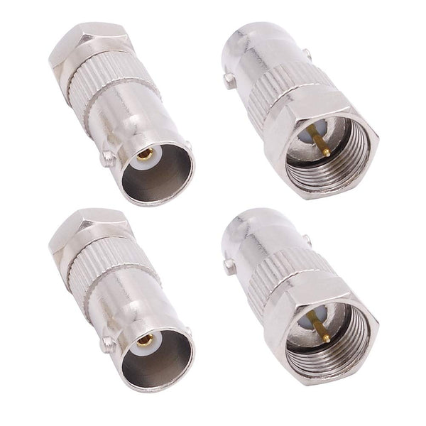 Fancasee 4-Pack F Type Male to BNC Female Adapter, 75 Ohm Coaxial Connector for CCTV Security Camera