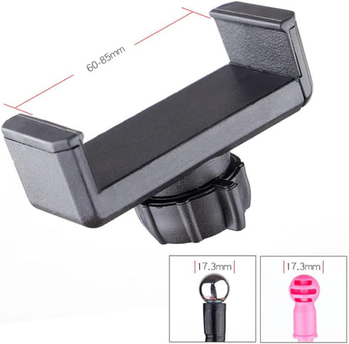 2 Pack Ring Light Phone Holder Replacement Clamp 17mm Rotate Ball Hole Clip Base for Hose Gooseneck Support Stand Live Broadcast Tripod Monopod Mount Attachment Cradle Black