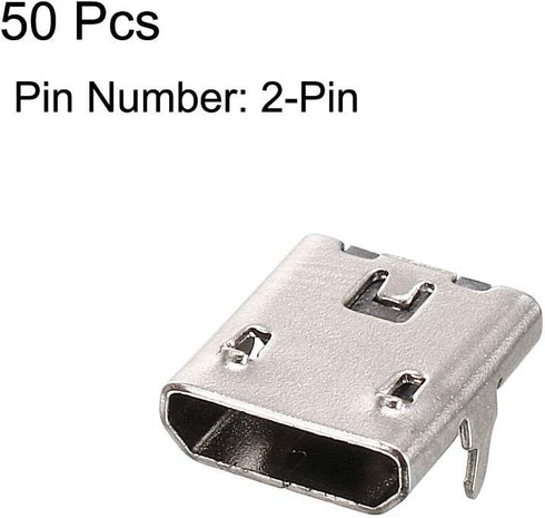 uxcell 50PCS Micro USB Female Socket Connector - 2-Pin DIP 90 Degree Replacement Adapter
