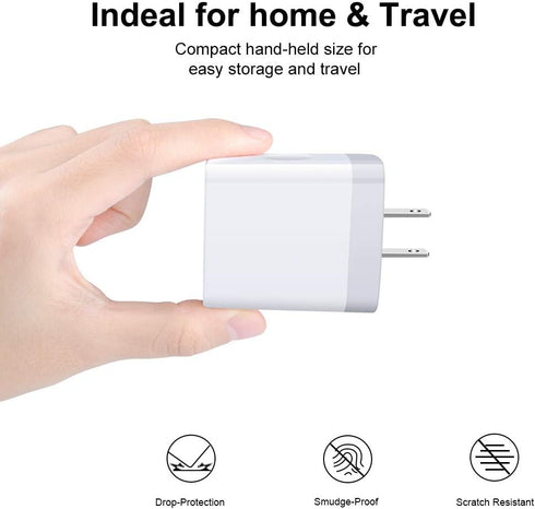 Sicodo USB Wall Charger 4 Ports Cube 2 Pack 4.8Amp Adapter Compatible with iPhone, Samsung Galaxy