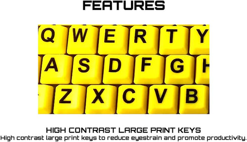 Large Oversized Print Letter Wired USB 104 Keys High Contrast Keyboard for Desktop PC Computer