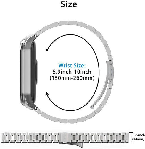 MIJOBS Strap for Xiaomi Mi Band 6 Mi Band 5, Metal Strap Compatible with Mi Band 4 Mi Band 3