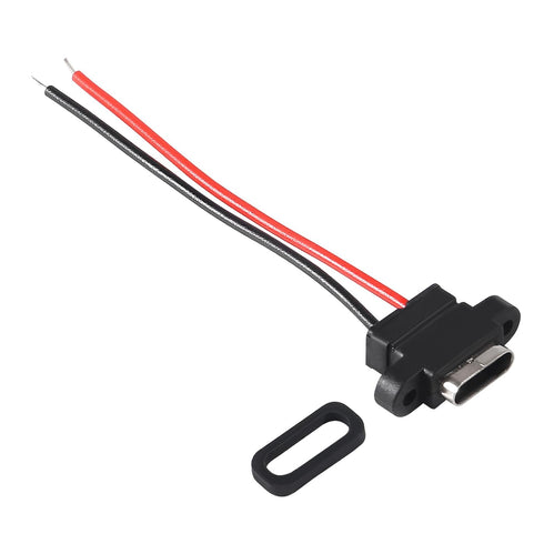 8pcs USB Connector Type-C Female Chassis 2 Pin for DIY, Waterproof USB C Pigtail Cable Extension
