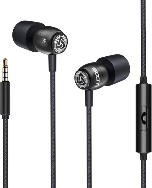 Ludos Clamor Wired Earbuds, In-Ear Headphones with Microphone, Noise Isolating for Kids and Women