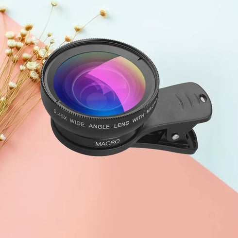 Hemobllo 0.45X 12.5X Set Universal Mobile Phone Lens Wide Angle and Macro Clip-on Lens for Smartphone Photography