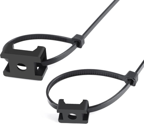 XHF 100 Pcs Cable Zip Tie Saddle Type Mounts Base, 100 Pcs 8" Cable Ties, 100 Pcs Tapping Screw, Black