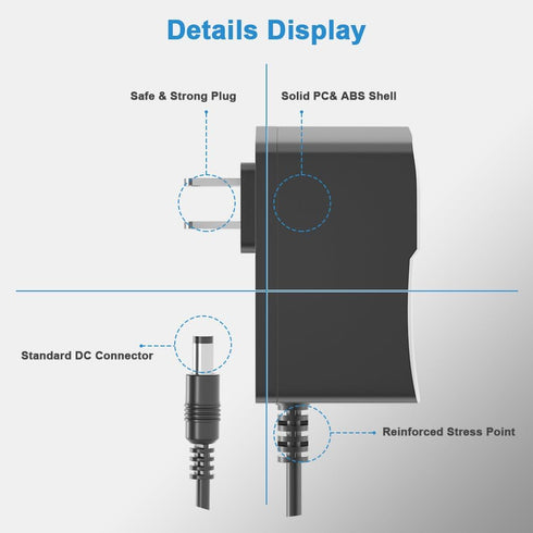 ZYHKJYL 6V 2A 6V 2A 1.8A 1.5A 1A 0.5A 8 3.2ft DC/AC Power Supply Adapter Universal Power Adaptor with DC Tips for Baby