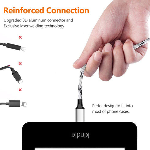 6ft Multi Charging Cable 2-Pack: 3-in-1 Braided USB Cable with Dual Type C & Micro USB for Cell Phones & Android
