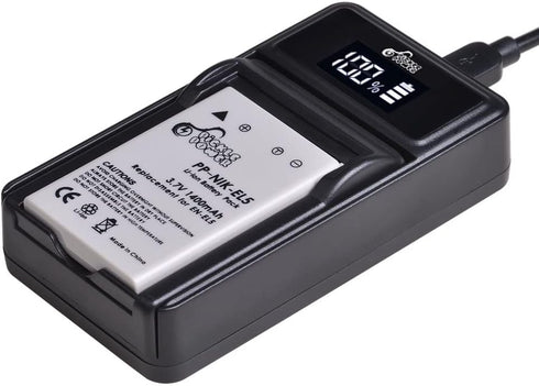 Pickle Power EN-EL5 Battery and LED Charger - Compatible with Nikon Coolpix 3700, 4200, 5200, 5900, 7900