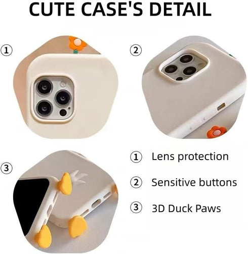 Funny Cute Ugly Phone Cases for iPhone 15 with 3D Cartoon Duck and Foot, Girly Weird Phone Cases for Teen Women Girls