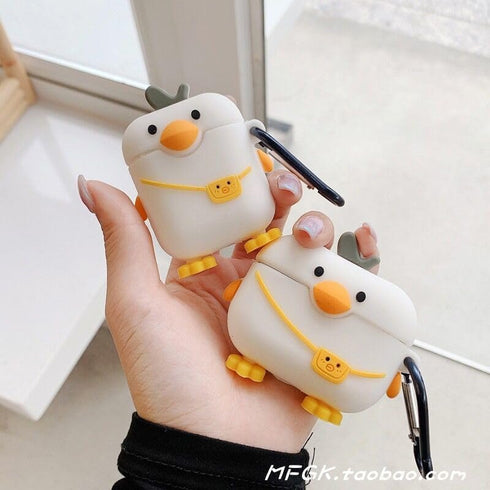 Cute Duck & Shark Case for Airpod 3rd Generation, Funny 3D Cartoon Kawaii Silicone Shell with Cleaning Kit & Keychain