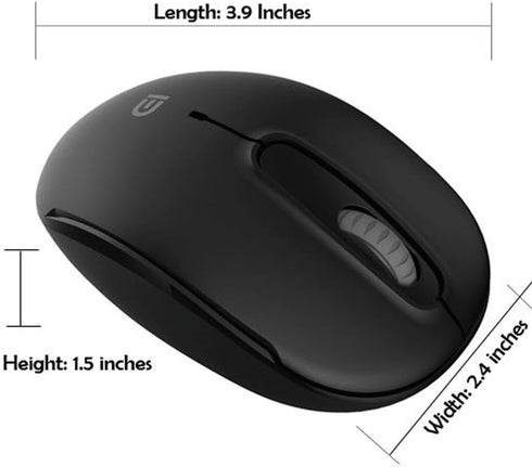 MiraCase Comfortable 2.4 GHz Long Range Silent Wireless Mouse, 1600 DPI, 30ft Working Distance, Battery Included (Black)