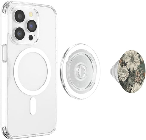 PopSockets PopGrip for MagSafe - Flower Bouquet Floral Pattern Sage Green with Wildflowers