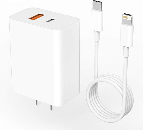 PD QC3.0 Fast Wall Charger USB C/A Power Adapter Type Compatible with iPhone 12/mini/Pro/Max/11/SE/Xs/XR/X/8 for Pro