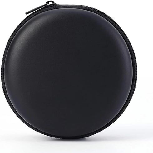 Tangseajiao 1 Pc Black Mini-Portable Hard Shell Earbuds Case, Round Earphone Carrying Case