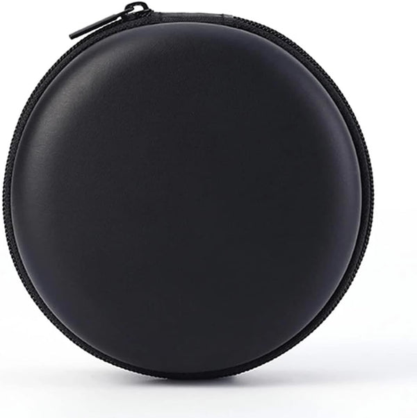 Tangseajiao 1 Pc Black Mini-Portable Hard Shell Earbuds Case, Round Earphone Carrying Case