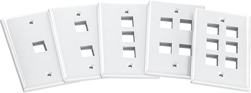 FGB 20-Pack 1-Port Keystone Wall Plate, Low-Profile Single Gang Wall Plates for RJ45, HDMI, Coax Inserts, White