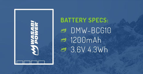 Wasabi Power Battery for Panasonic DMW-BCG10, DMW-BCG10E, DMW-BCG10PP