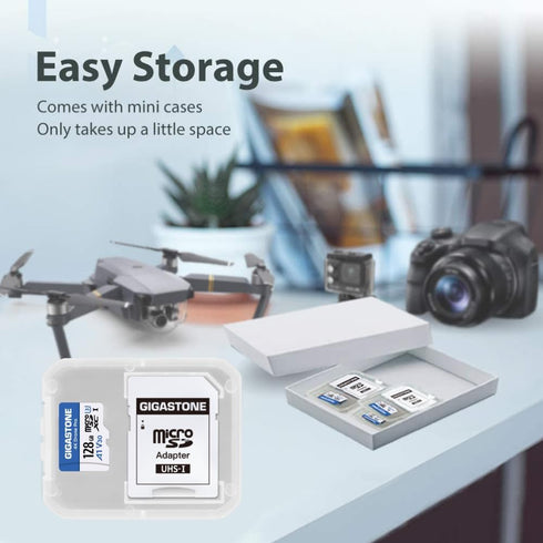 Gigastone 128GB 4K 4K U3 A1 V30, 100MB/s, Designed for Drone Micro SD Card, Drone Pro, MicroSDXC Memory Card