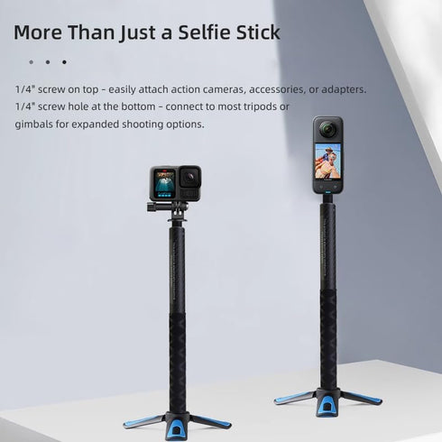 Jakoly 1.15m/45.3in Insta360 X5/X4/X3/ONE 1/4" 360 Carbon Fiber Invisible Selfie Stick for RS/ONE X, Internal Lock