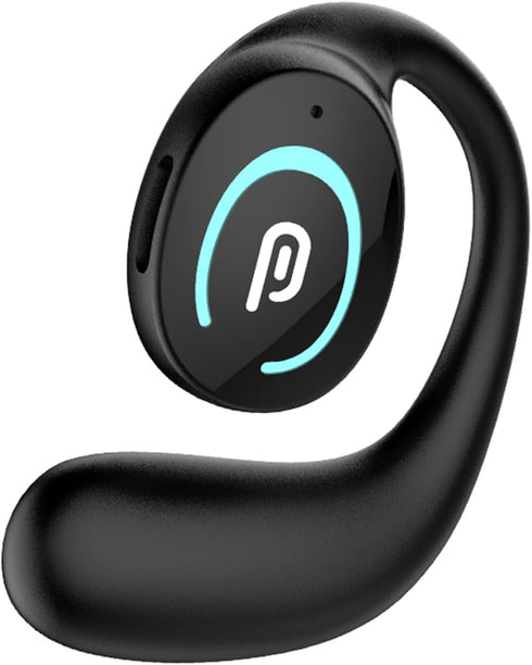 Open Ear Bluetooth 5.3 Headphones, Black Single Wireless Earbuds with Earhooks, Noise-Cancellation Stereo Sound, 36